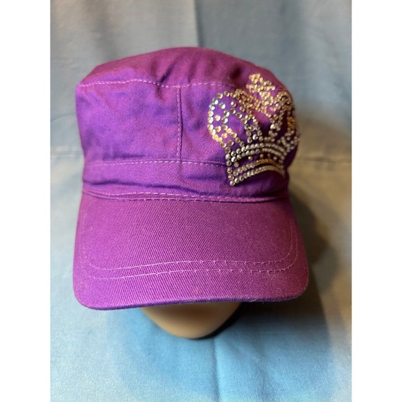 Accessories - Purple Adjustable Rhinestone Bling Crown Cadet Style Cap
